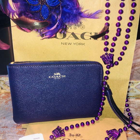 Coach Handbags - Coach wristlet beautiful dark purple 💜 gold zip